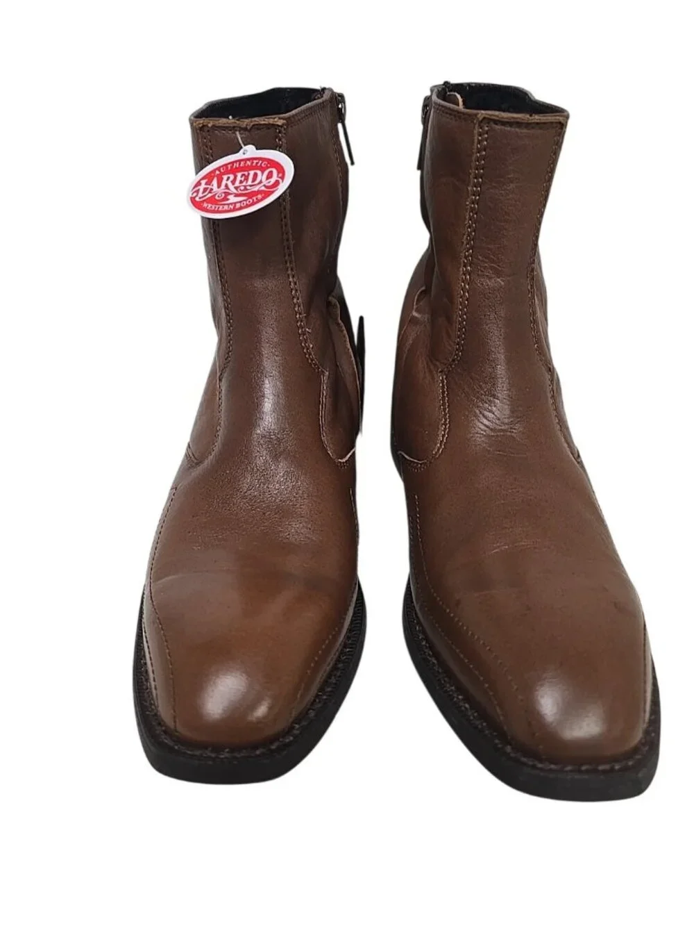 Laredo Men's Side Zip Ankle Cowboy Western Boot Leather Brown Size 9D - Picture 6 of 7